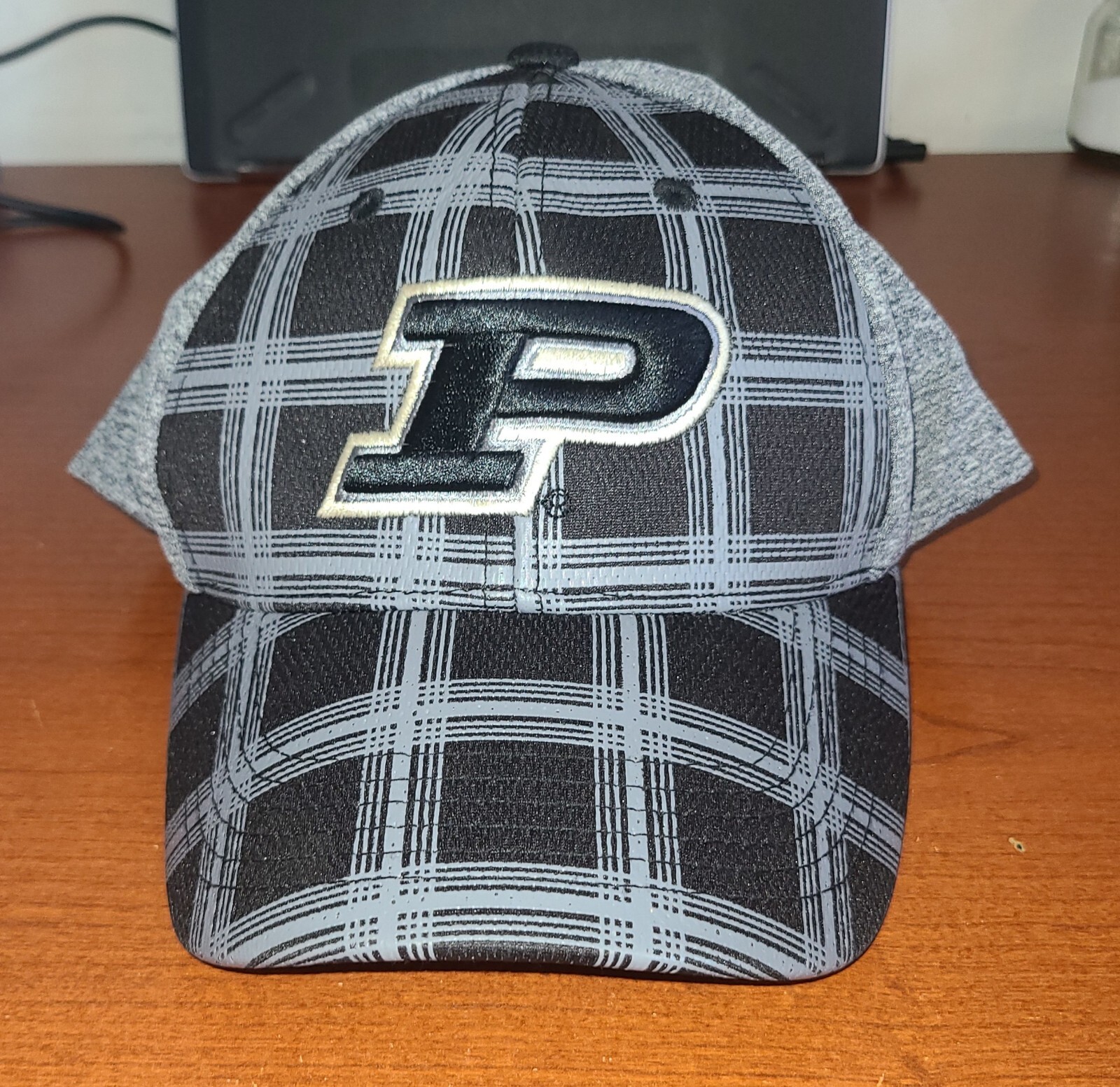 Purdue Boilermakers Hat Cap Gray Plaid Adjustable By Captivating Headgear