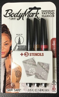 Lot of 10 BODYMARK by BIC Temporary Tattoo Markers pcs HENNA VIBES