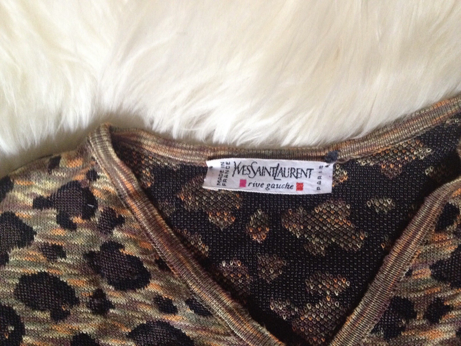 Maglia vintage Yves Saint Laurent Rive Gauche leopardata piccola