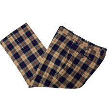 Vtg 70's George Deans Blue Tan Red PLAID Pants TARTAN Slacks Wool BELL BOTTOMS