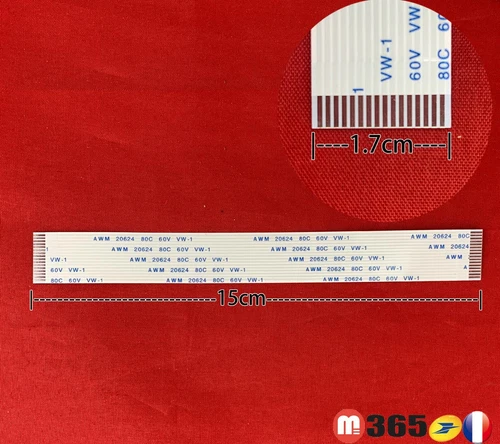 NAPPE 16 pins universel nappe standard 15cm*1.7cm (Connecteurs en même faces)