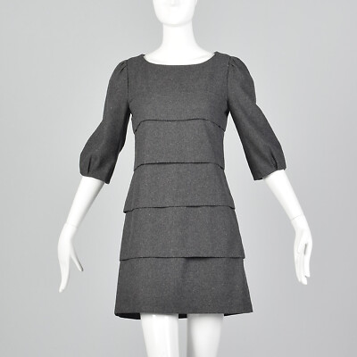 Miu Miu Layered Gray Wool Mini Day Dress Minimalist Designer Casual Winter  | eBay