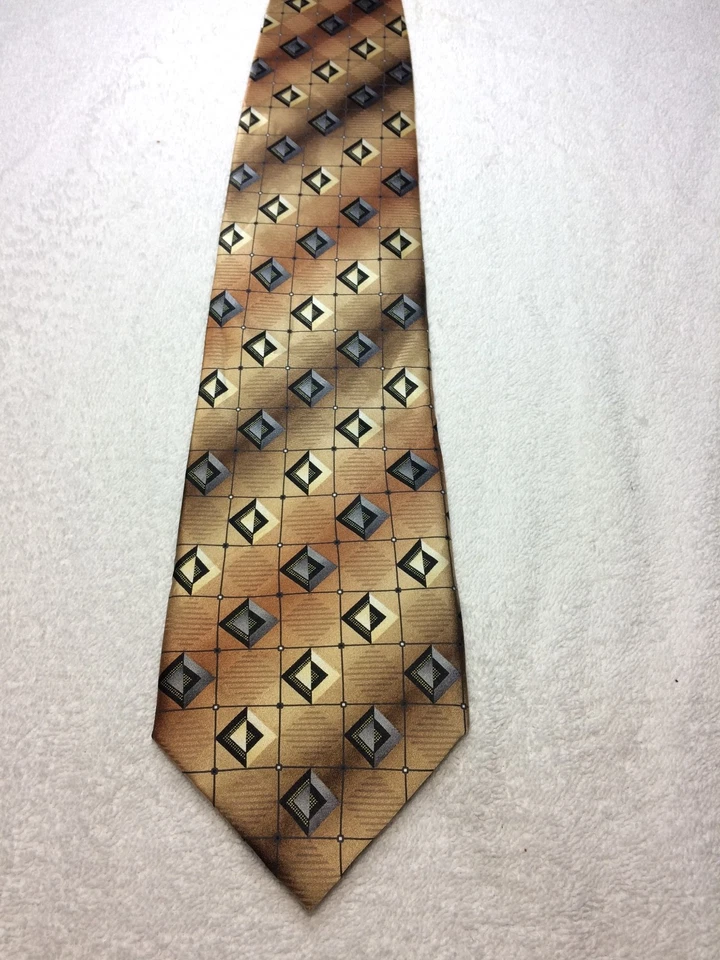 BERGAMO NUEVA YORK CORBATA HOMBRE BEIGE MARRÓN COBRE Y GRIS 4 X 59 Foto 2 de 4