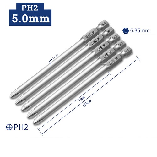 Magnetic Phillips Screwdriver Bits Set PH00 PH0 PH1 PH2 1/4" Hex Shank Drive - Picture 35 of 37