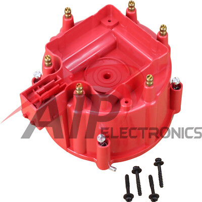 New AIP Red Male Terminal Ignition Distributor Cap For V6 HEI Distributors