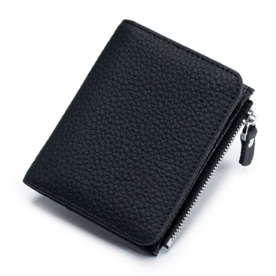 Women Small Slim Genuine Leather Bifold Zip Wallet Credit Card