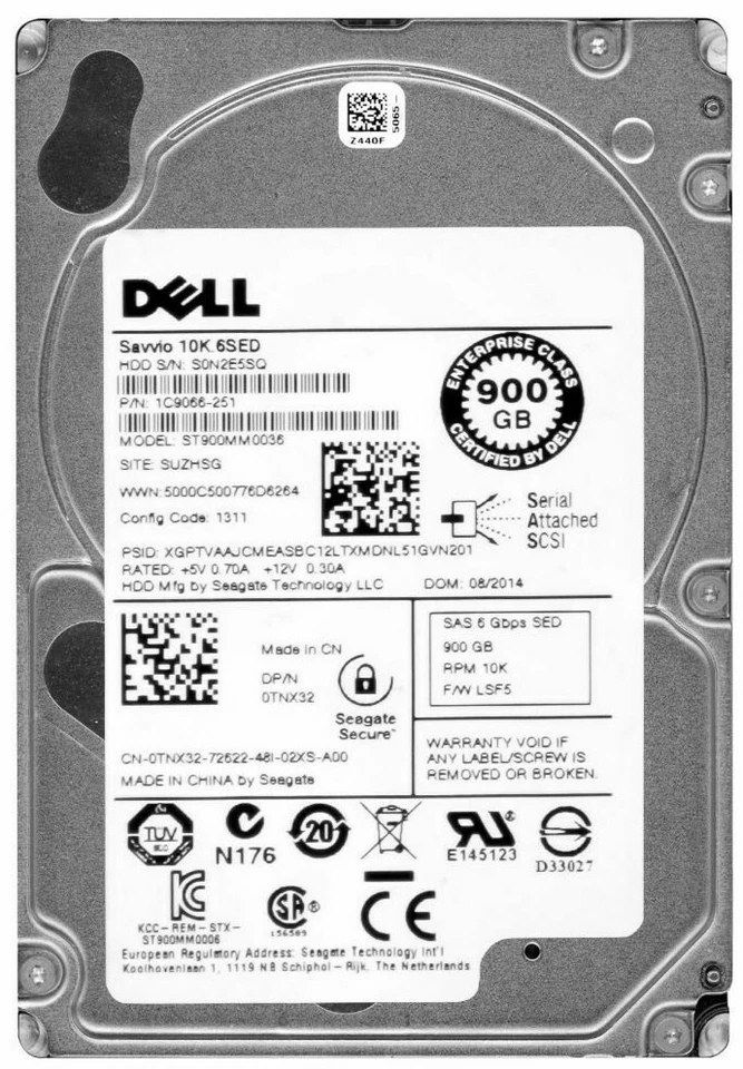 Disk Dell 0TNX32 TNX32 900GB 10000U/Min 64MB SAS-2 ST900MM0036 2.5'' Pollici - Immagine 3 di 3
