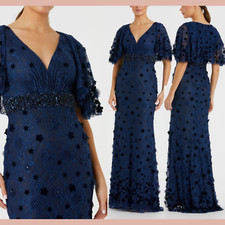 NWT Mac Duggal [ 16 ] 67712 Cape Sleeve Appliqué Embellished Floral Gown J1269