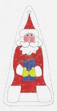 Santa with Gift Ornament 18 mesh HP Needlepoint Canvas by Mile High Princess