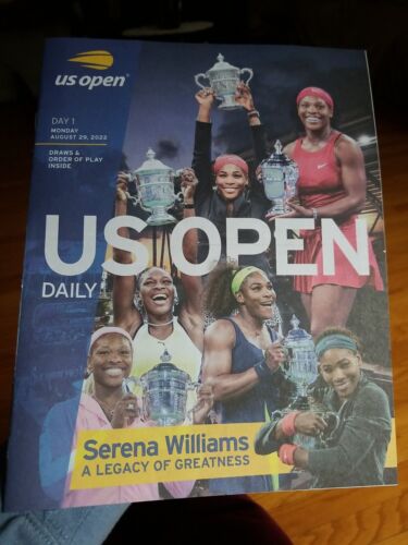 2022 US OPEN TENNIS DAY 1 DAILY PROGRAM SERENA WILLIAMS A LEGACY OF GREATNESS ! - Picture 2 of 5