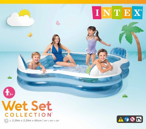 Intex® Inflatable Family Lounge Swim Centre Paddling Pool with Seats 56475 - Picture 3 of 4