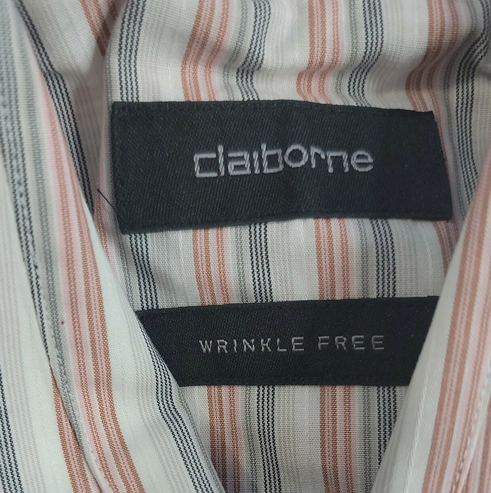 Claiborne Mens Dress Shirt Large 16 32/33 Striped  - Image 4 of 4