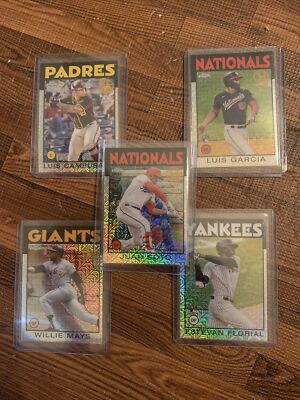 (5) 2021 Topps Mojo Chrome 1986  Juan Soto Willie Mays Florial Garcia RC