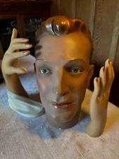 1940's-1950's Male Mannequin Head with Glass Eyes