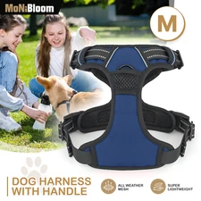Navy Blue Padded Adjustable Control Pet Dog Harness Reflective Strips w/Handle
