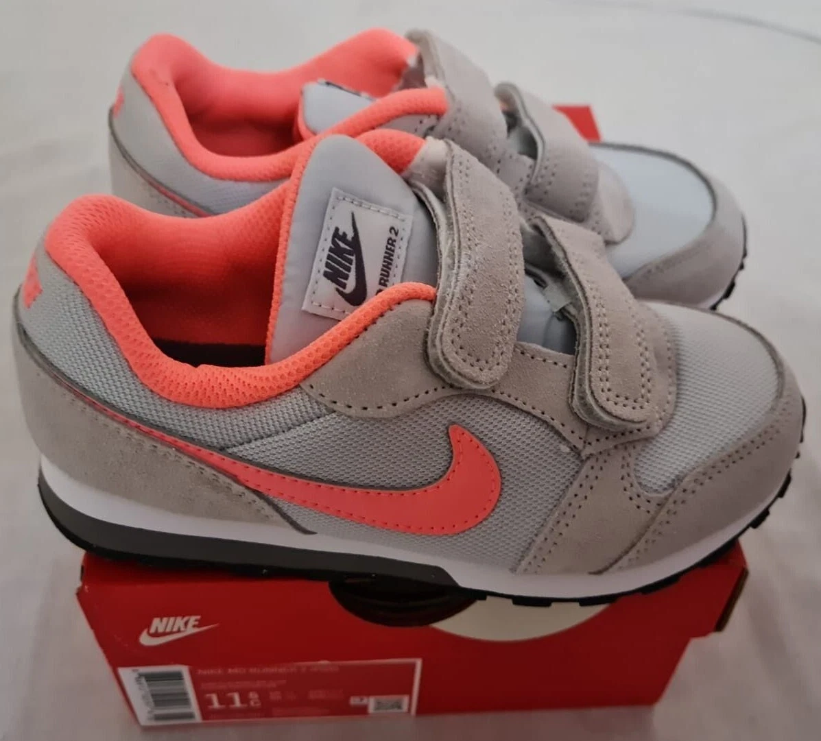 Nike MD Runner 2 PSV Pure Platinum Lava Glow Kids Trainers UK Sizes 11 2