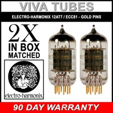 New Gain Matched Pair 2 Electro-Harmonix 12AT7 ECC81 Gold Pin Vacuum Tubes