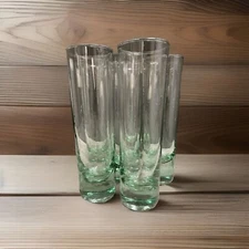 vintage mid century modern tom collins  Green Clear Tall Skinny Cocktail Glasses