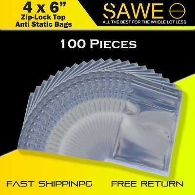 100 x Anti Static Shielding ESD Bag 4'' x 6'' Zip Reclosable Seal 10x15CM