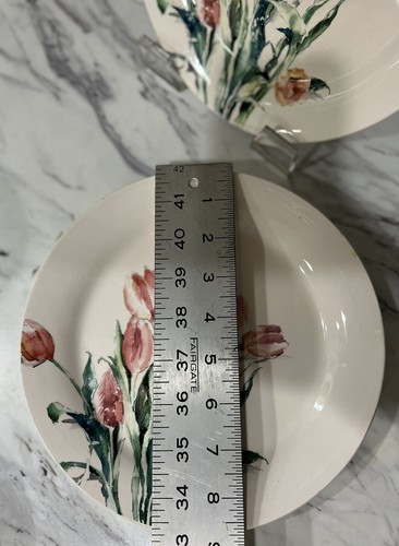 Pier 1 Imports Floral Tulip Ironstone 9" Salad Plate Set Of 3 Retired - Picture 3 of 6