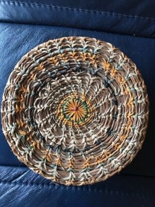 Old Native American Indian Coushatta Pine Needle Basket with Lid