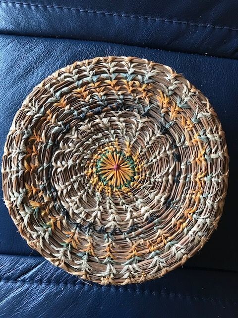 Old Native American Indian Coushatta Pine Needle Basket with Lid