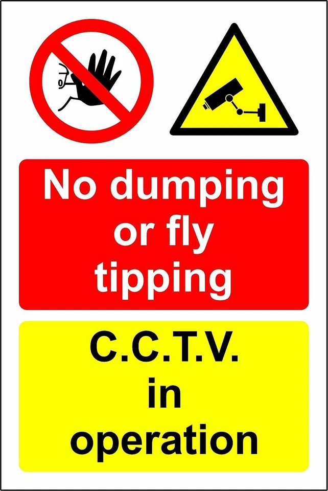 DEVON MADE No dumping or fly tipping CCTV in operation safety metal park safety sign