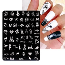 Sexy Girls Women Nail Art Stamping Plates Body Pole Dance Metal Nail Templates