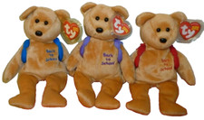 Ty Beanie Baby Set of 3 BOOKS the Bear Red, Blue & Purple MWMT Plush Stuffed Toy