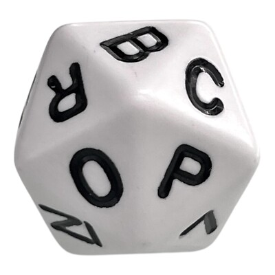 #ad Scattergories 20 Sided White Die D20 Letters 1.45 Inch Dice Replacement Part $1.97