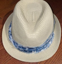 NWT Womens Tan Blue Panama Jack Beach Cruise Fishing Fedora Hat One Size