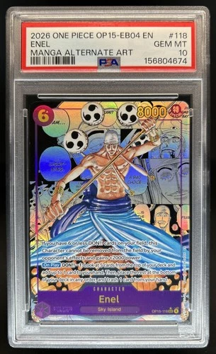 2026 One Piece Adventure on Kami's Island Enel Manga Art Alt #OP15-118 PSA 10