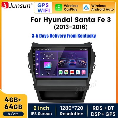 CarPlay 4+64G Android15 For Hyundai Santa Fe 2013-2016 Car Stereo Radio GPS Navi