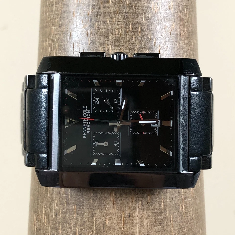 Reloj Kenneth Cole Reaction Hombre KC3714 Cronógrafo Tono Negro Cuarzo 33mm 7" Foto 2 de 4