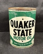 1950s Metal Quaker State Motor Oil 1 Qt Oil Can