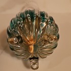 Hurricane Oil Lamp Green Ribbed Glass Base Clear Chimney Brass Wick Burner — photo 4