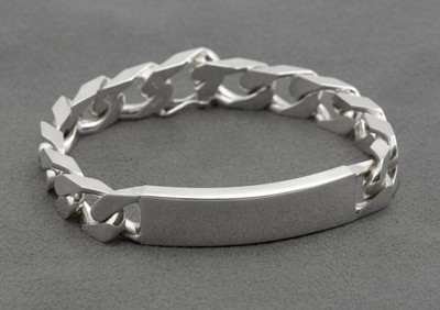 Vintage italienisches Sterlingsilber ID Armband schwer Panzerkette Unisex