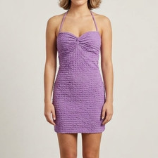 Purple Halter Tie Dress By Express Size 11/12 Y2K