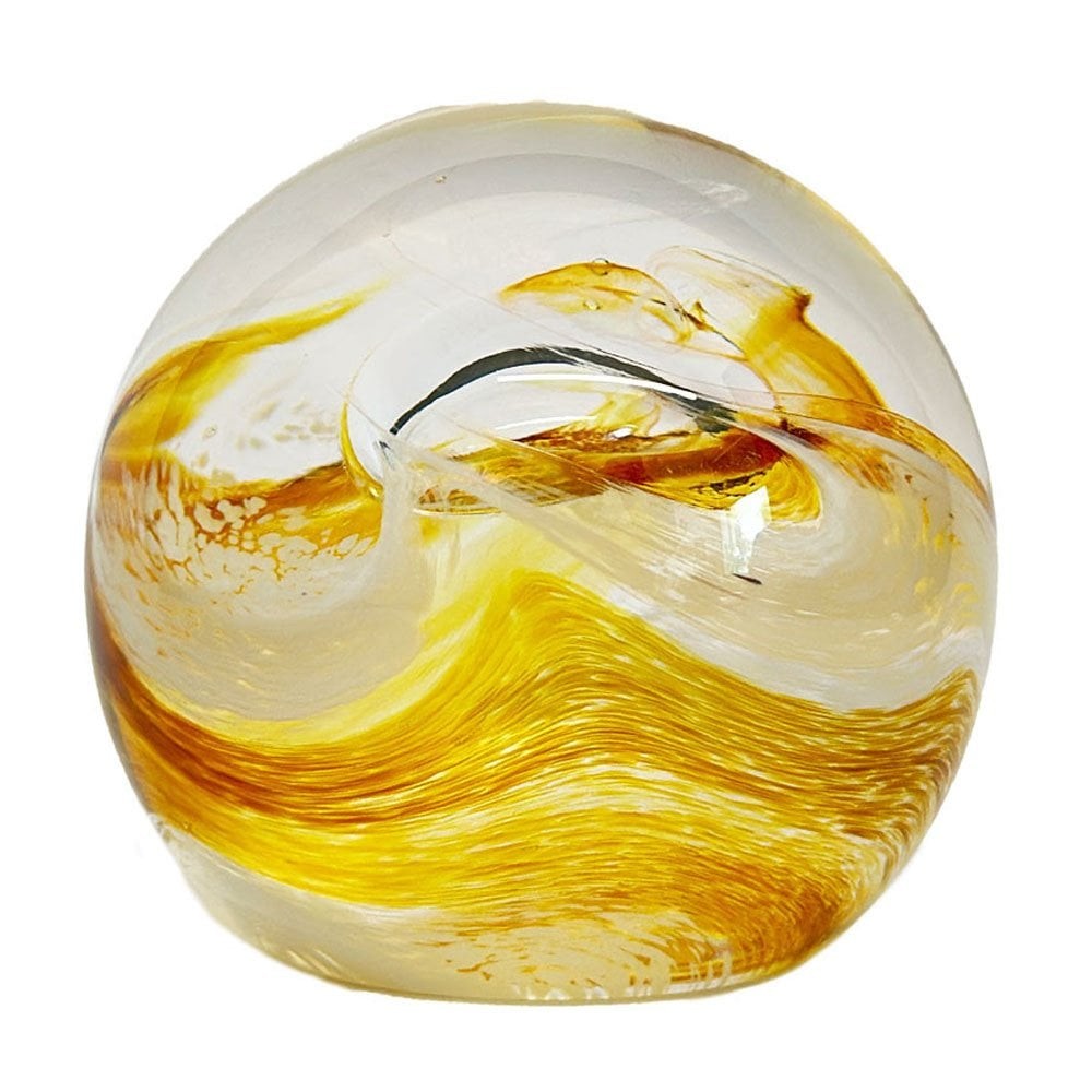 Caithness Glass Abstract Mooncrystal Gold Paperweight U25020