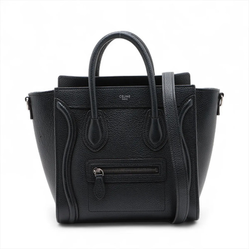 Celine Luggage Nano shopper Leather 2 Way Handbag Black