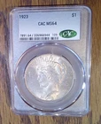 1923-P BU Peace Silver Dollar CAC MS64 (944)