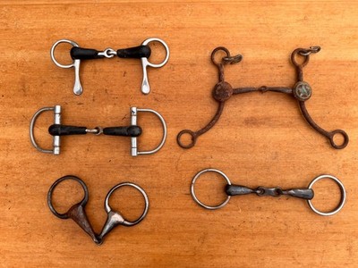 Used Lot of Horse Bits Bit ~ Smooth Jointed ~ Dog Bone ~ Rubber Mouth