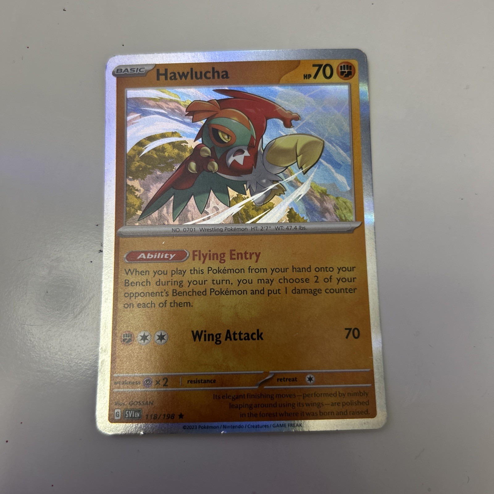 Pokemon Scarlet & Violet 118/198 Hawlucha Holo Fresh Pull