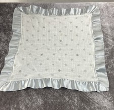 Aden  Anais GREY Star Lovey Security Blanket White Muslin Satin Silky Trim
