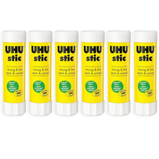 UHU Stic Glue Stick - Solvent Free - Clear Application - 21G - Pack of 6