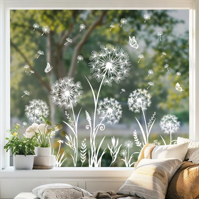 Tanlaby weiße Pusteblume Fensterklammern Blumen Schmetterlinge statisch 