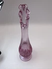 FENTON Small Pink Swung Bud Vase 7.5 in Tall Stamped Made in USA MCM