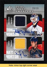 2009 SP Game Used Edition 15/15 Tomas Vokoun Nathan Horton #DIS-VH Auto READ 0c3