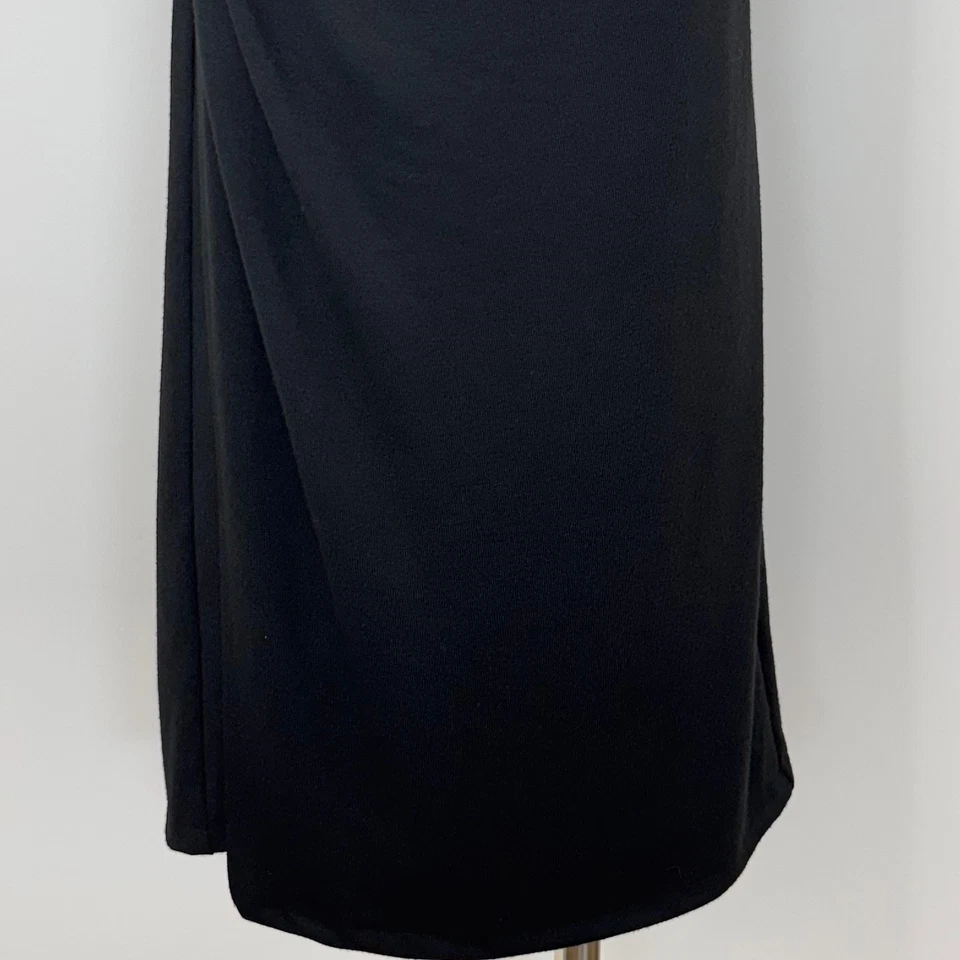 Falda midi de punto con drapeado lateral Vince en negro L nueva con etiquetas Foto 3 de 4