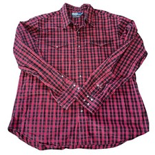 Polo by Ralph Lauren Classic Western Plaid Snap Button Long Sleeve Shirt XL